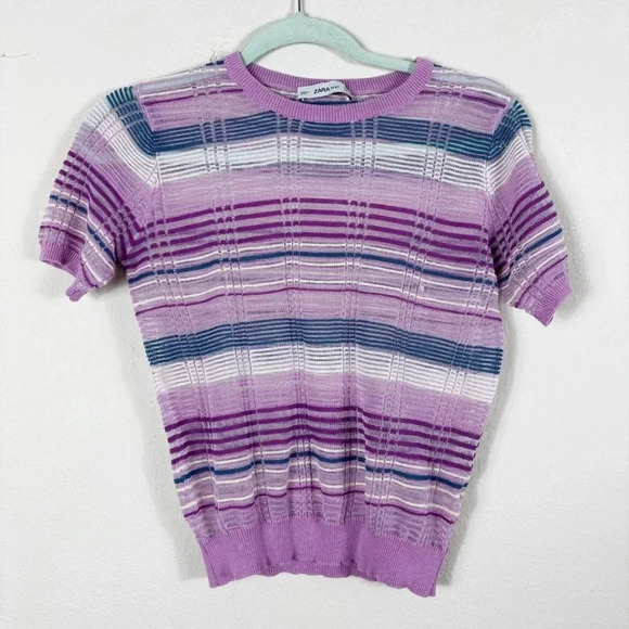 🎈4 LISTINGS FOR $20 Zara Knit Sheer Top in purple blue pink size S - Picture 2 of 9